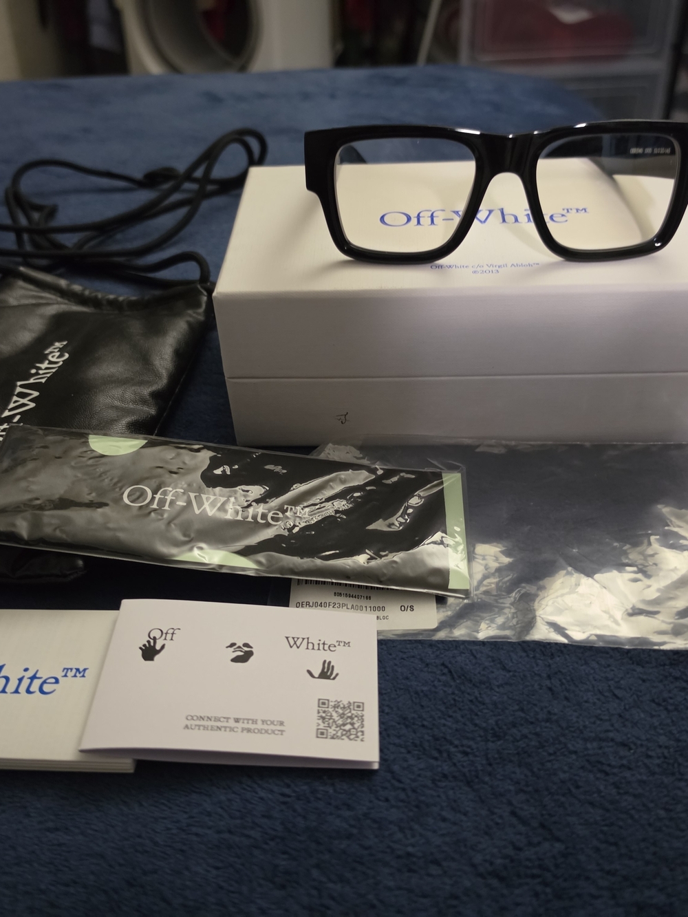 Off-White Men's Black Rectangular Eyeglass Frames